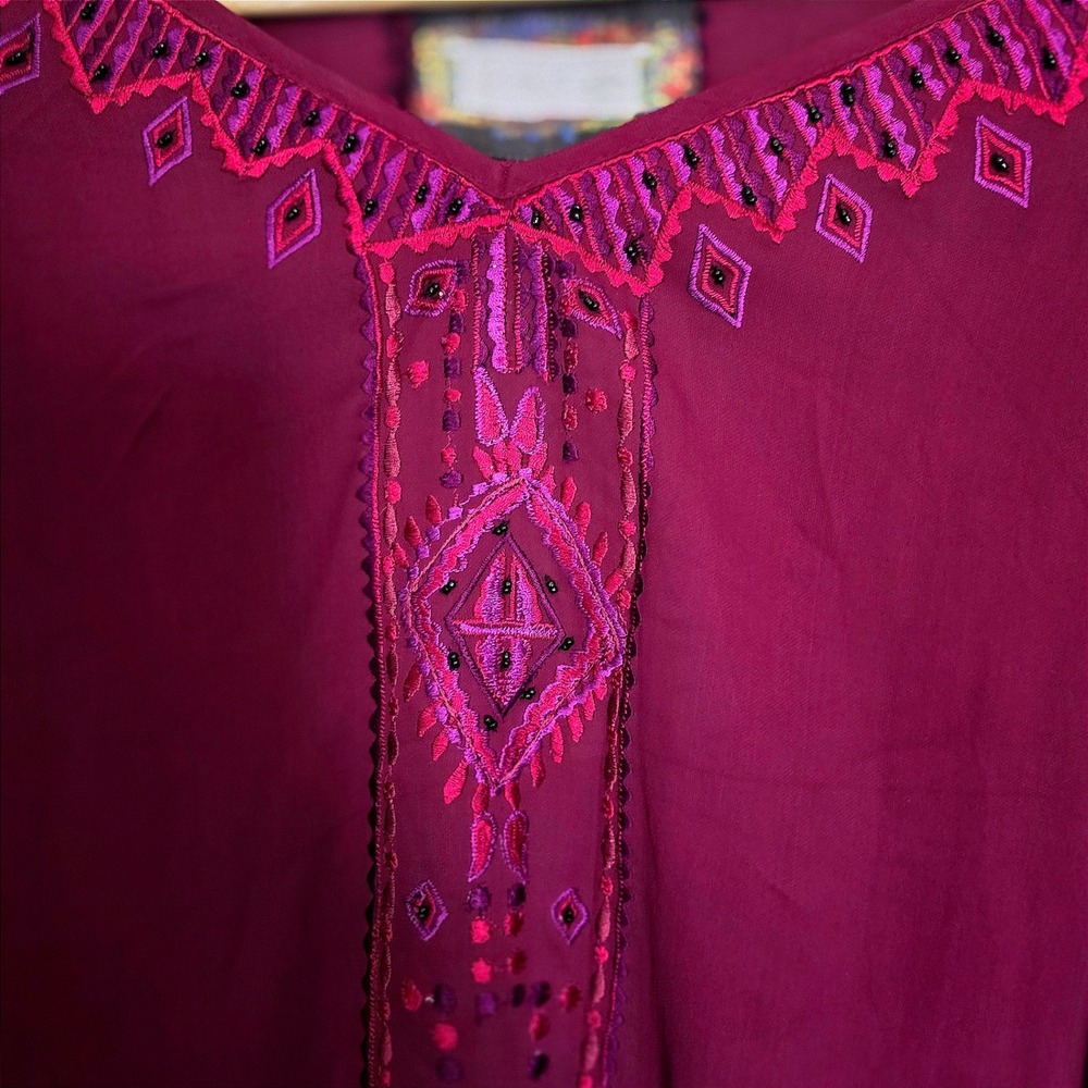 Vintage Collection Plum Embroidered Adele Puff Sleeve Tunic XL Romantic Bohemian - Picture 7 of 12